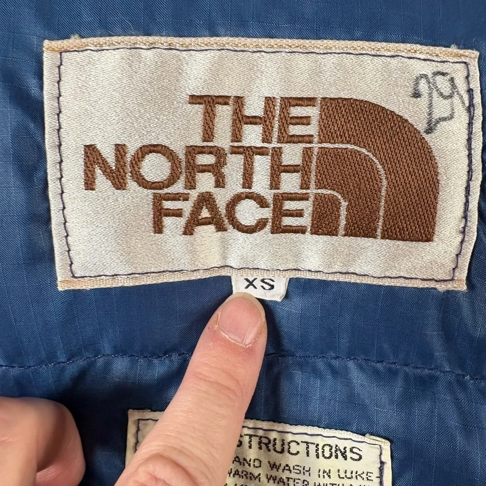 VTG The North Face Brown Label Down Puffer Jacket Blue Ripstop USA 70s/80s Men's